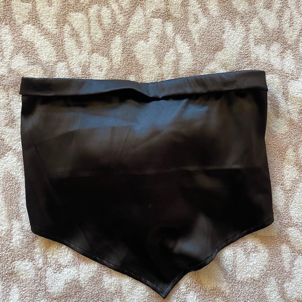 Altar’d State Tie Strapless Black Silky Top